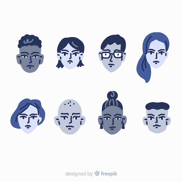 Vector gratuito colección de avatar de personas dibujadas a mano