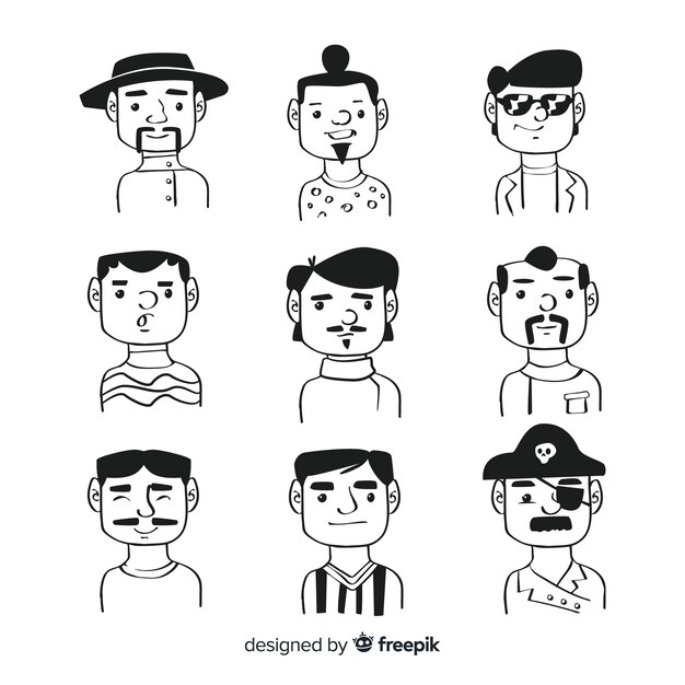 Colección de avatar de personas dibujadas a mano