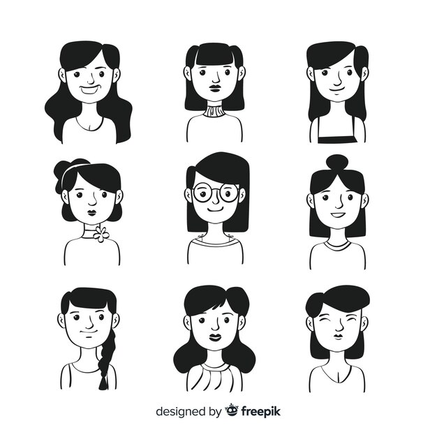 Colección de avatar de personas dibujadas a mano