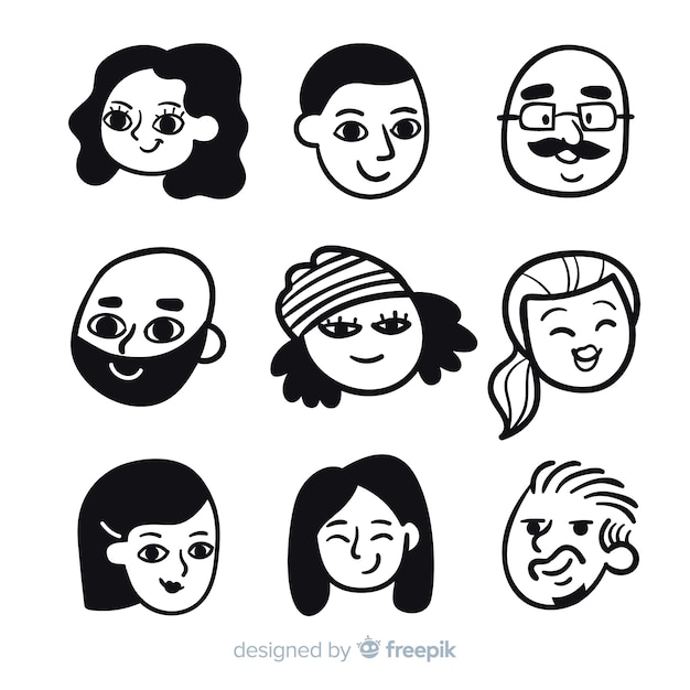 Colección de avatar de personas dibujadas a mano