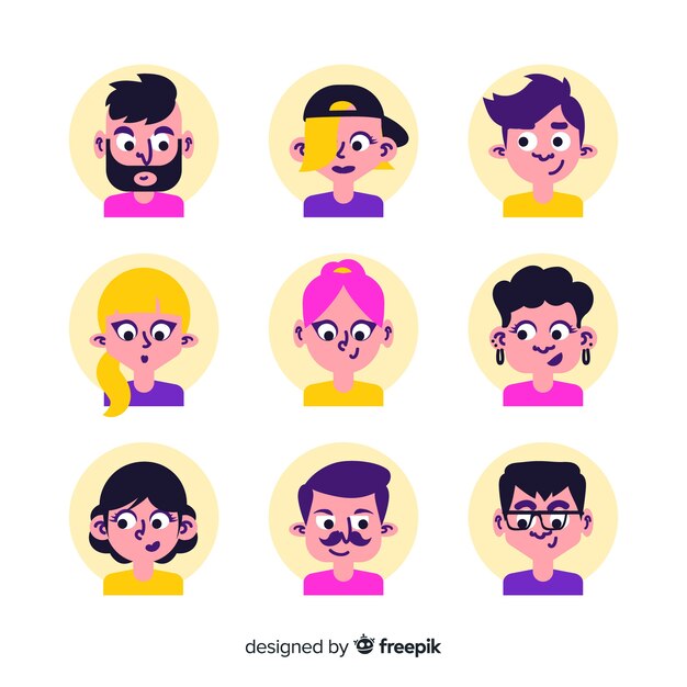Colección de avatar de personas dibujadas a mano
