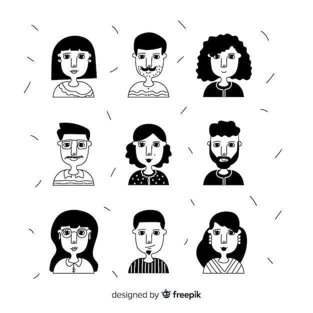 Vector gratuito colección de avatar de personas dibujadas a mano