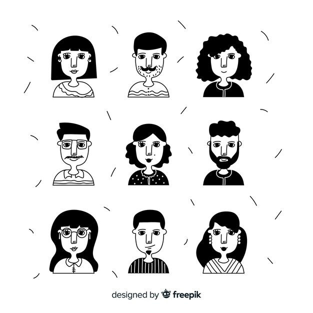 Colección de avatar de personas dibujadas a mano