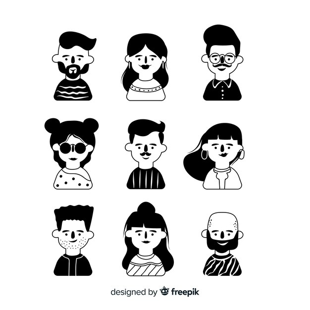 Colección de avatar de personas dibujadas a mano