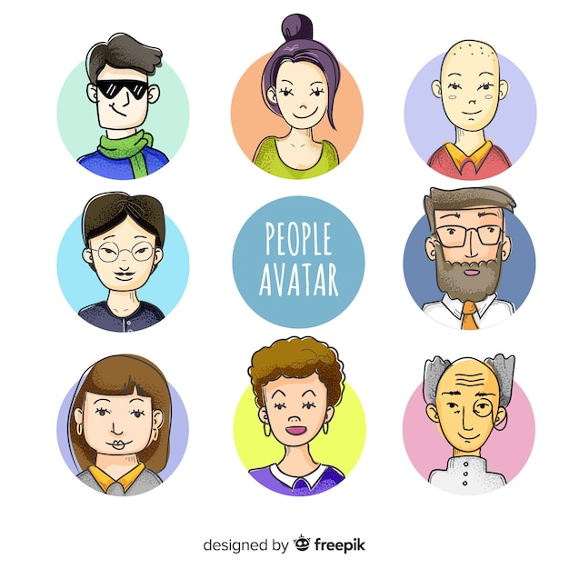 Colección de avatar de personas dibujadas a mano