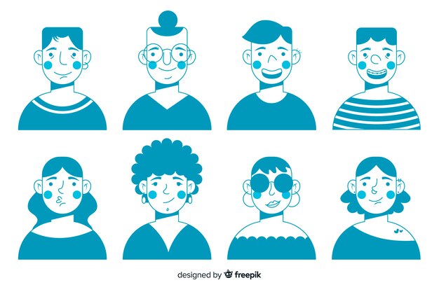 Colección de avatar de personas dibujadas a mano