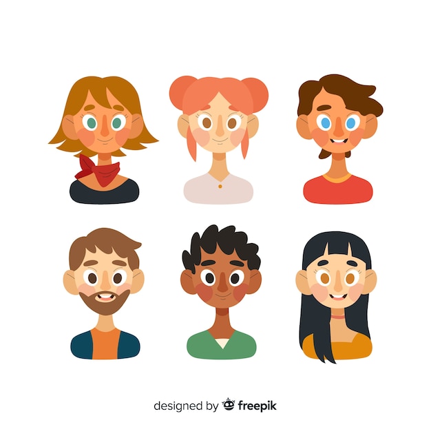 Colección de avatar de personas dibujadas a mano