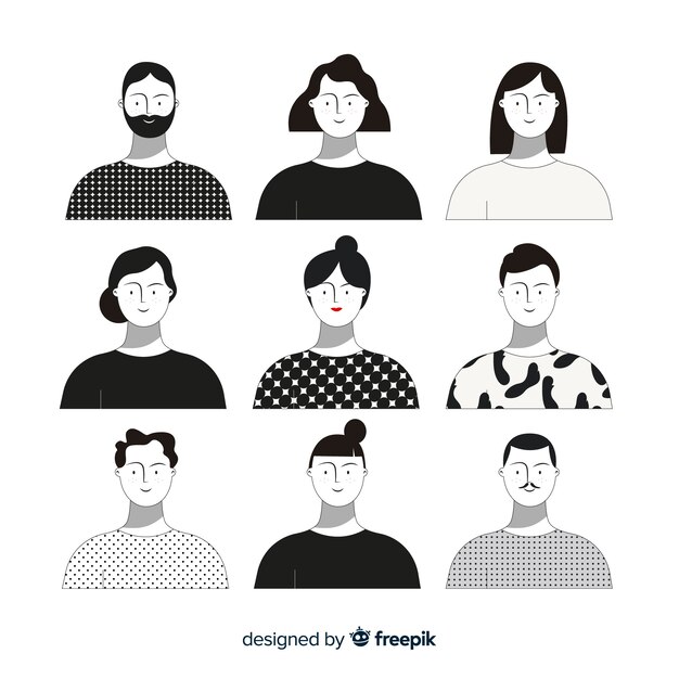Colección de avatar de personas dibujadas a mano
