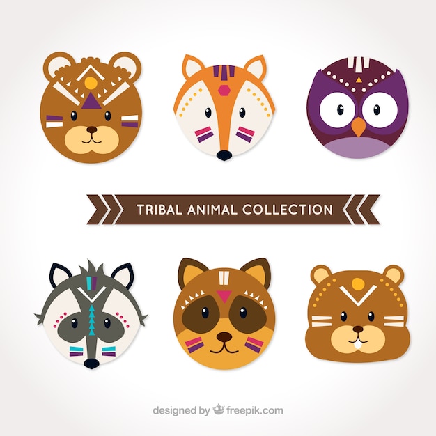 Colección de avatares de animales tribales 