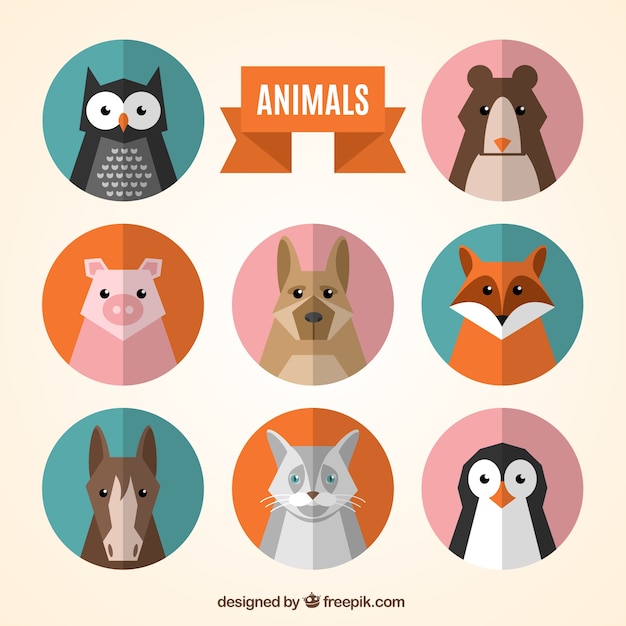 Vector gratuito colección avatares animales