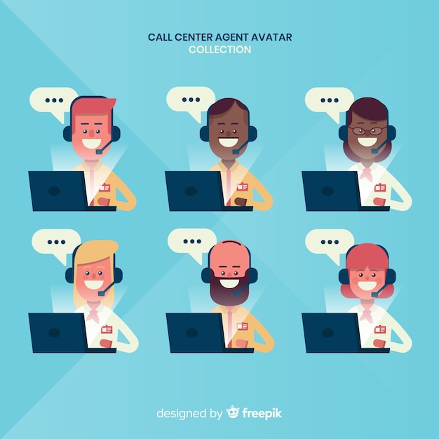 Vector gratuito colección de avatares de call center