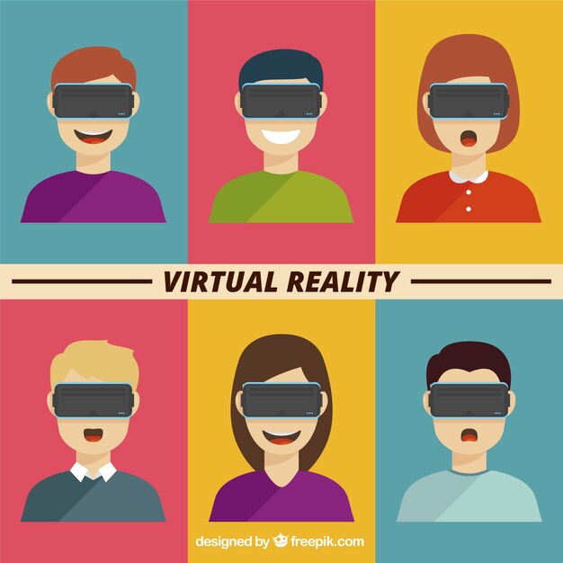Colección de avatares con gafas de realidad virtual 