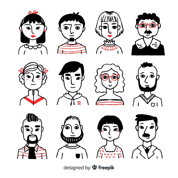Colección avatares de gente dibujados a mano