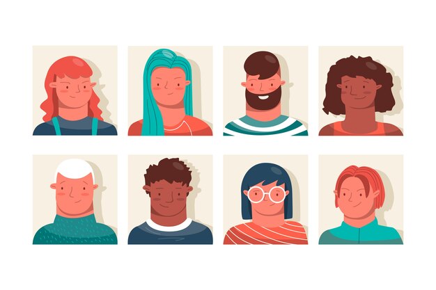 Colección de avatares de grupo de personas