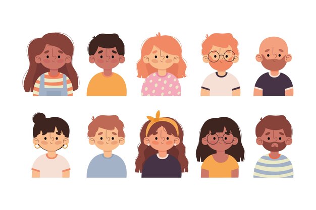 Colección de avatares ilustrados de personas