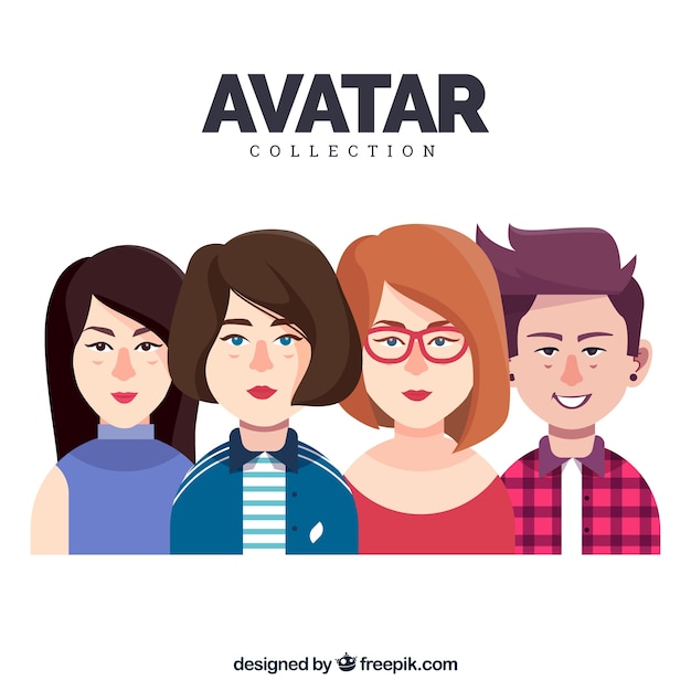 Vector gratuito colección de avatares de mujeres jóvenes