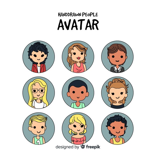 Colección de avatares de personas dibujadas a mano