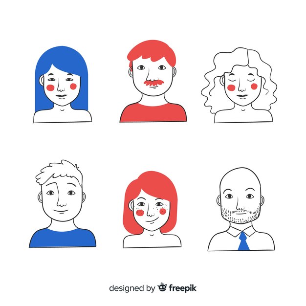 Colección de avatares de personas dibujadas a mano
