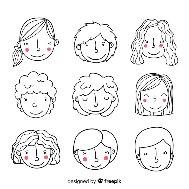 Colección de avatares de personas dibujadas a mano