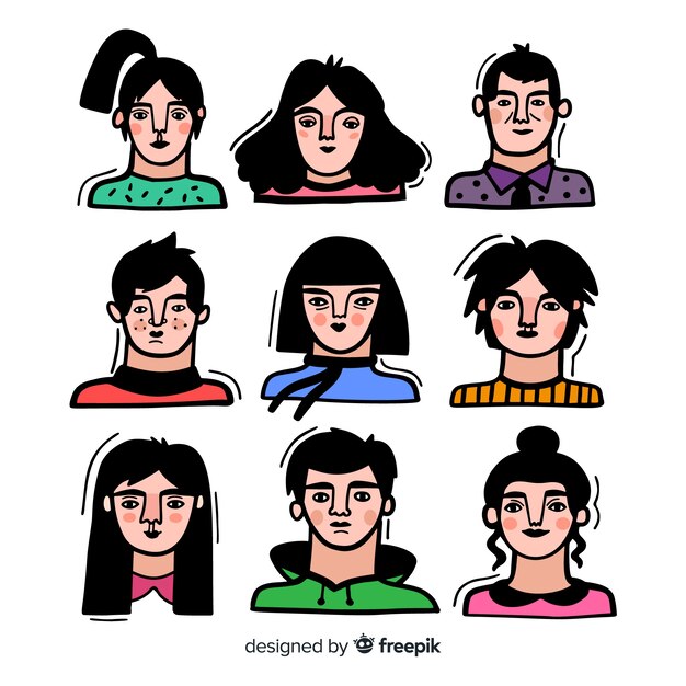 Colección avatares de personas dibujados a mano