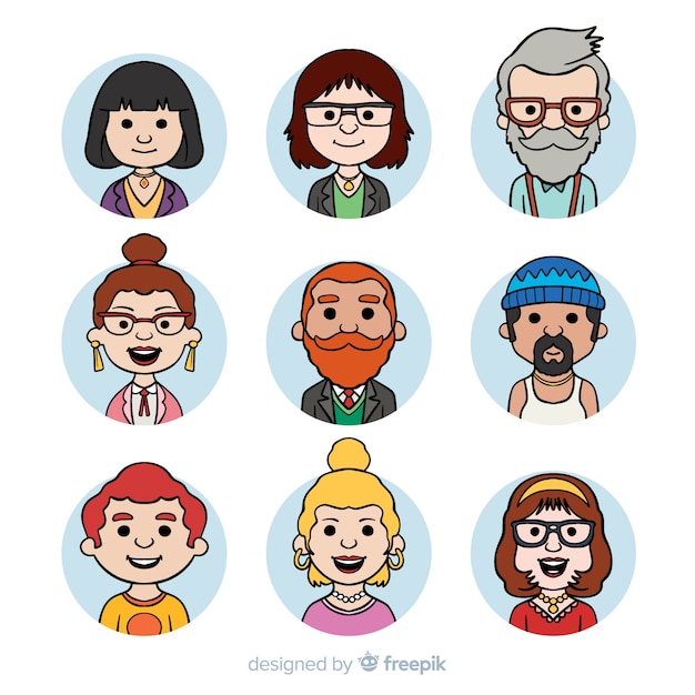 Colección avatares de personas dibujos animados