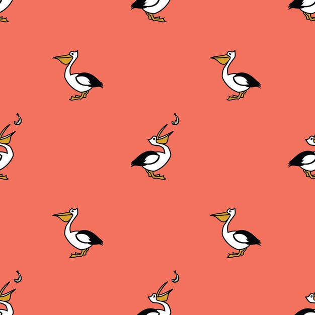 Colección de aves Pelican Seamless pattern Fondo rosa