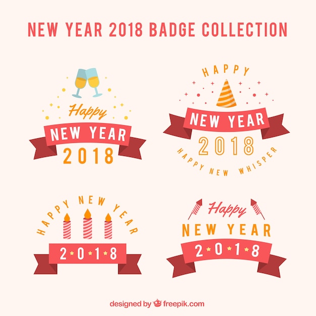 Colección de badge de año nuevo 2018