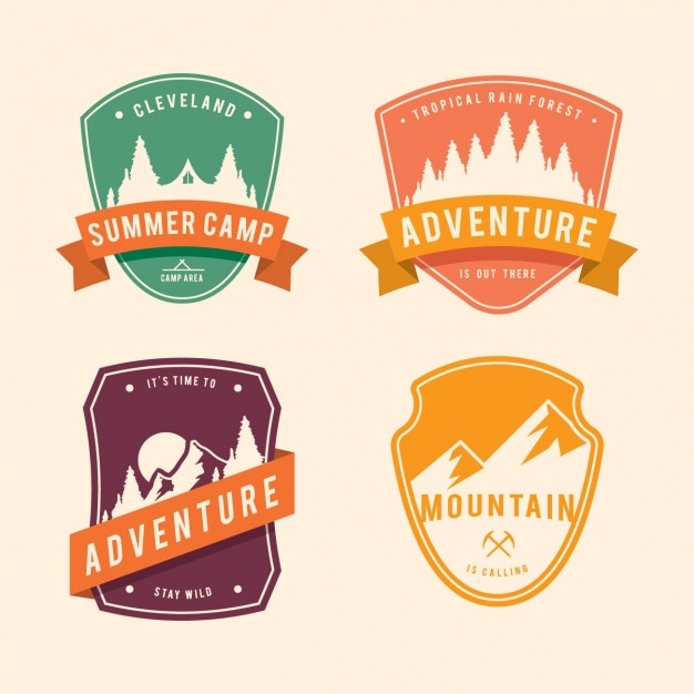 Vector gratuito colección de badges de aventura