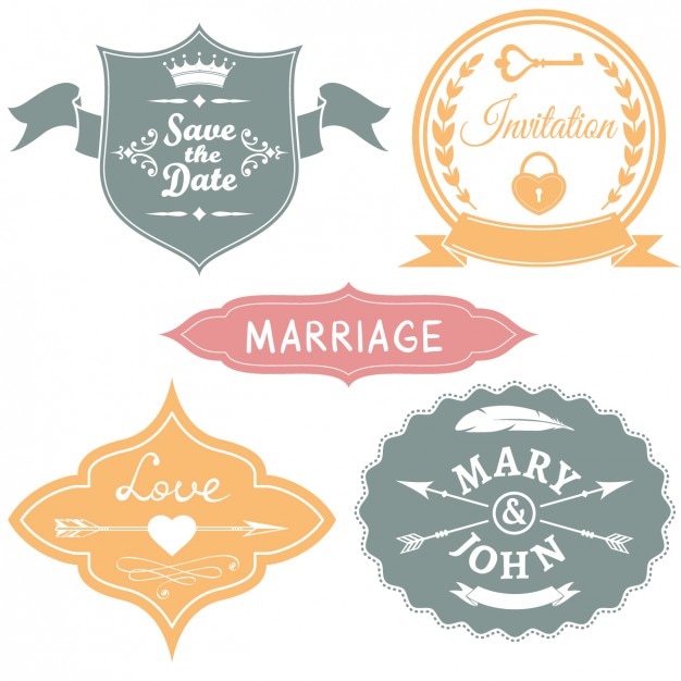 Colección de badges de boda