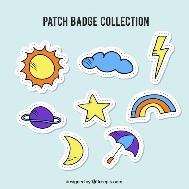 Vector gratuito colección de badges del tiempo atmosférico