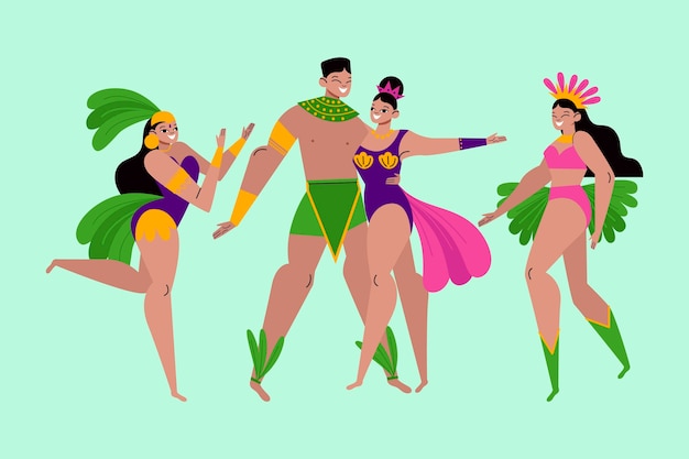 Vector gratuito colección de bailarinas de carnaval brasileñas