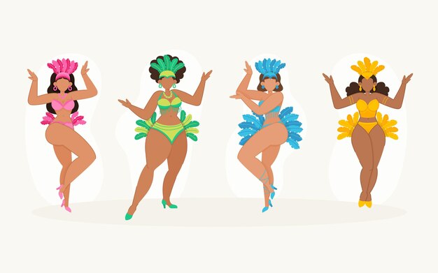 Colección de bailarinas de carnaval brasileñas