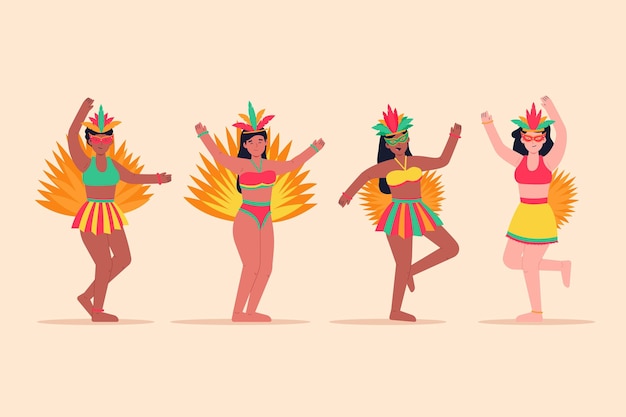 Vector gratuito colección de bailarinas de carnaval brasileñas