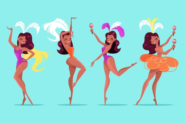 Colección de bailarinas de carnaval brasileñas
