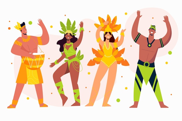 Vector gratuito colección de bailarinas de carnaval brasileñas