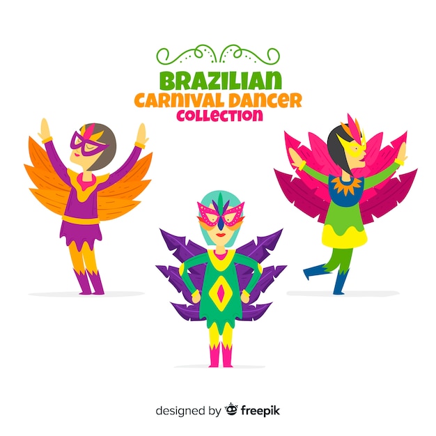 Vector gratuito colección bailarinas carnaval brasileño dibujadas a mano