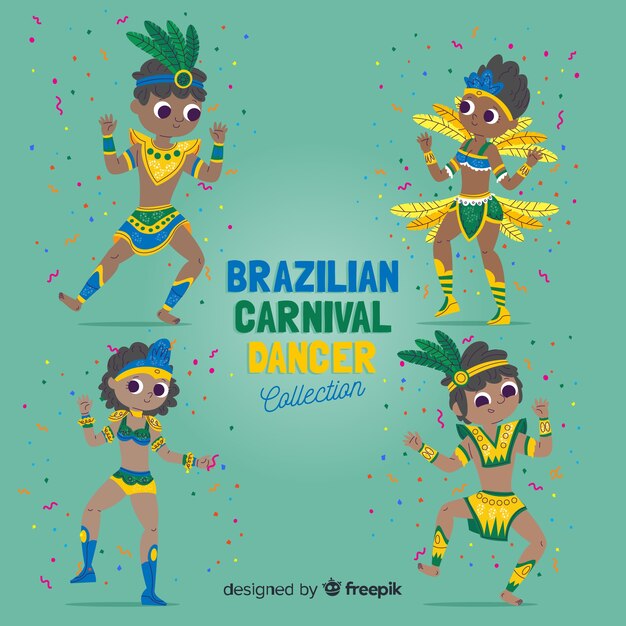 Colección bailarinas carnaval brasileño dibujadas a mano