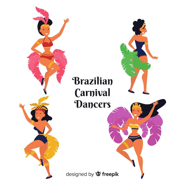 Colección bailarinas carnaval brasileño dibujadas a mano