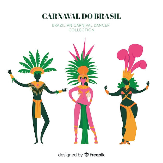 Colección bailarinas carnaval brasileño dibujadas a mano