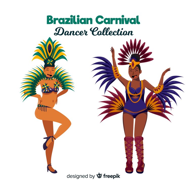 Vector gratuito colección bailarinas carnaval brasileño
