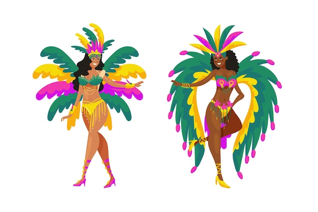 Vector gratuito colección de bailarinas de carnaval brasileño