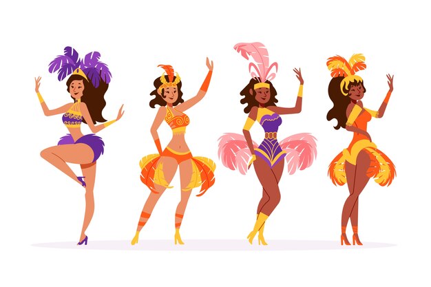Colección de bailarinas de carnaval de mujeres brasileñas