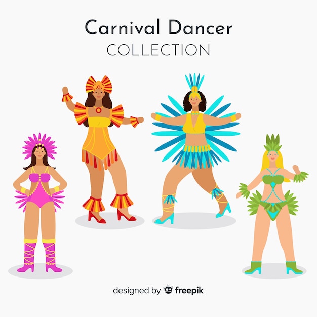 Vector gratuito colección bailarinas carnaval planas