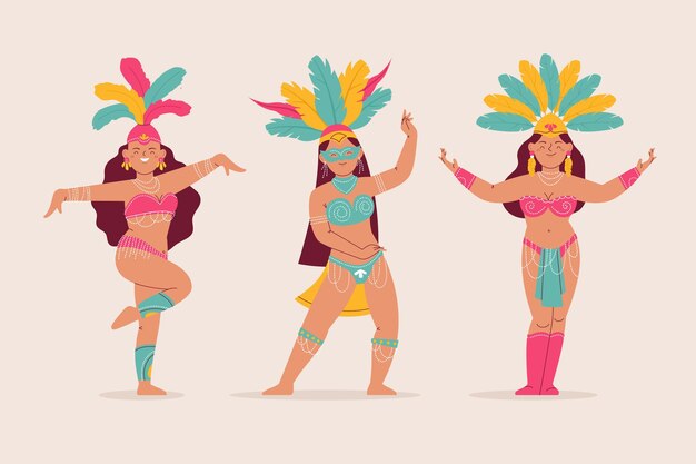 Colección de bailarinas de eventos de carnaval brasileño