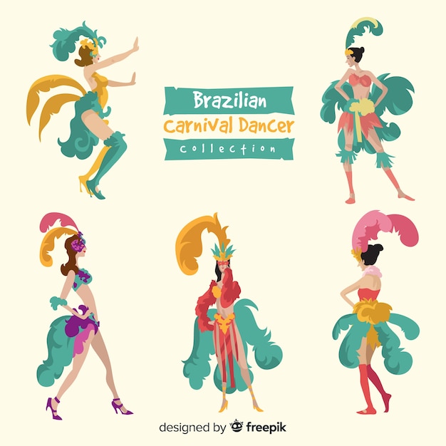 Vector gratuito colección bailarines carnaval brasileño