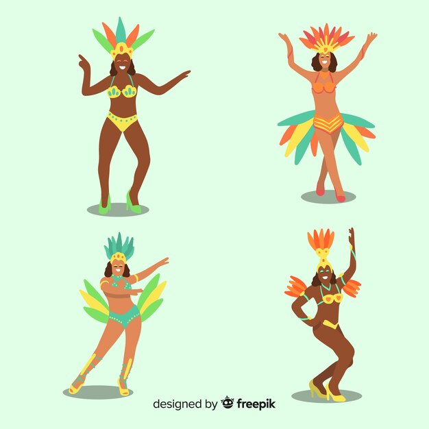 Colección bailarines carnaval brasileño