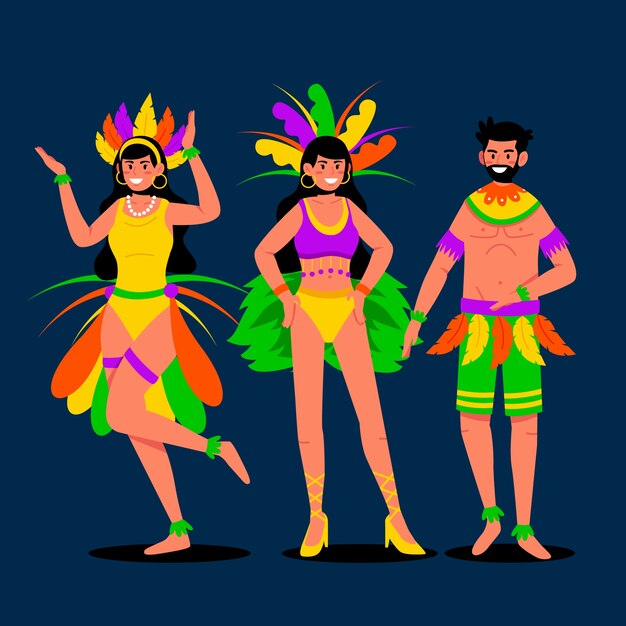 Colección de bailarines en el carnaval brasileño