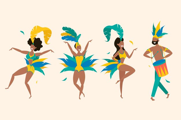 Colección de bailarines de carnaval brasileños