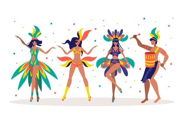 Colección de bailarines de carnaval brasileños