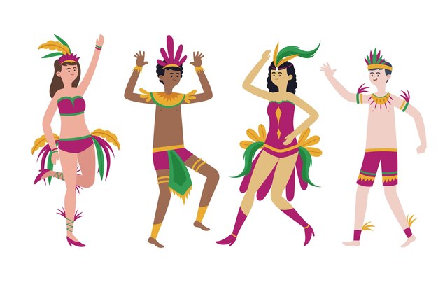 Colección de bailarines de carnaval brasileños